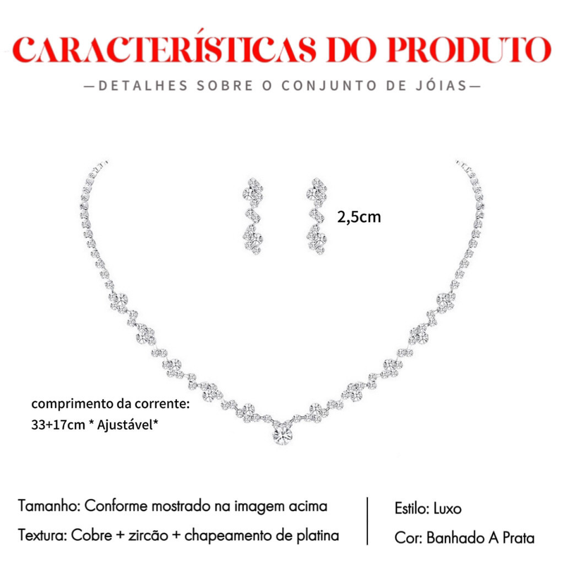 Conjunto Brilhantes 2 Em 1 - Colar E Brincos 