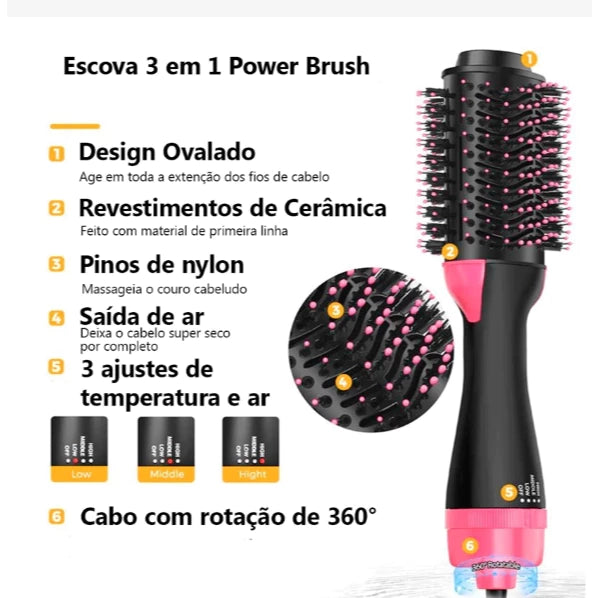 Escova Secadora Multifuncional 3 em 1